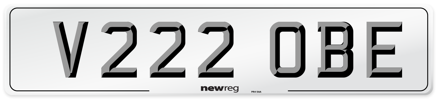 V222 OBE Number Plate from New Reg